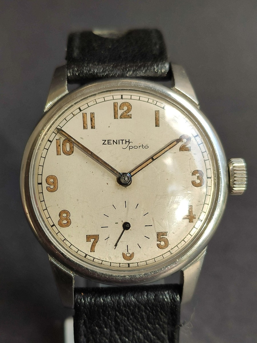 Zenith Sporto 6-12-4-P 1940s Stainless Steel Men's Watch Manual