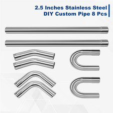 8pcs Stainless Steel 2.5 Inch Od Custom Exhaust Tubing Pipe Kit