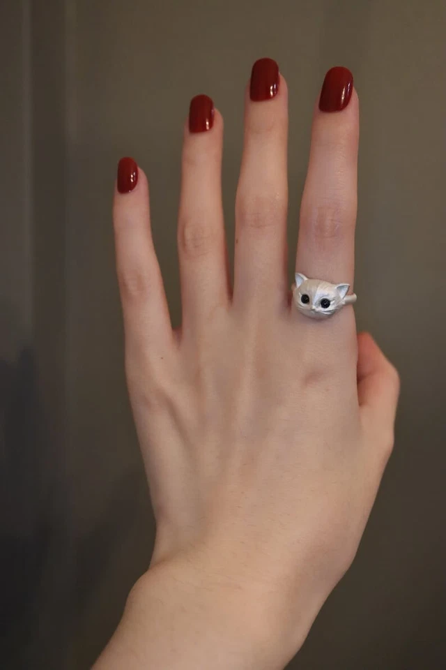 Sterling Silver Cat Ring | Kitten Jewelry | Cute Animal Gift for Women & Girls - Image 3 of 4