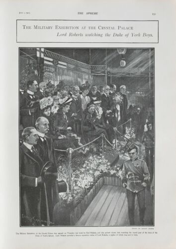 1901 Print Military Exhibition At Crystal Palace Lord Roberts Duke Of York - Picture 1 of 3
