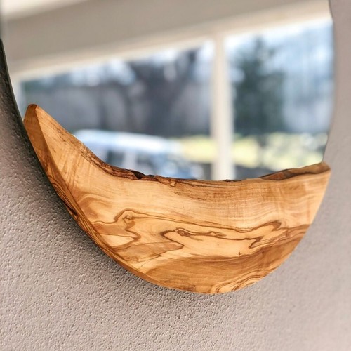 Olive Wood Oval Frame Mirror, Live Edge Wooden Mirror Wall Decor Decorative Gift - Picture 4 of 8