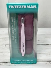 Tweezerman Slant Tweezers with case - FULL-SIZE ~ New in Package ~ Pink