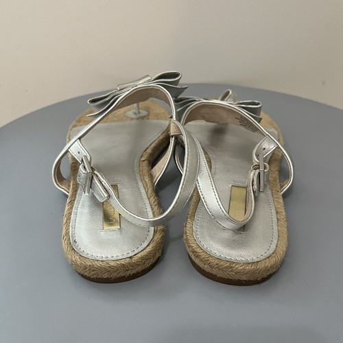 Louise et Cie Adrean Leather Espadrille Sandals Silver Bow Size 8.5 - Picture 3 of 7
