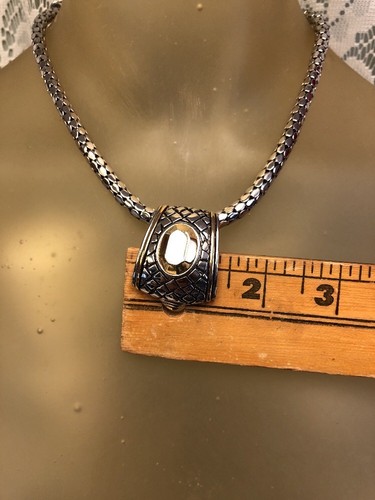 Collar Firmado "Chico's" Tono Plata Acentos Tono Dorado 20.5 " - Imagen 7 de 8