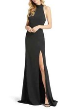 MAC DUGGAL CUTOUT BACK JERSEY BLACK GOWN DRESS sz 2