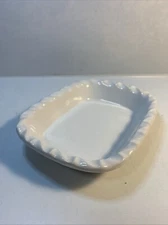 White Stoneware Individual Casserole Dish 7 1/2”x 5 5/8”   Japan Swirl Edge