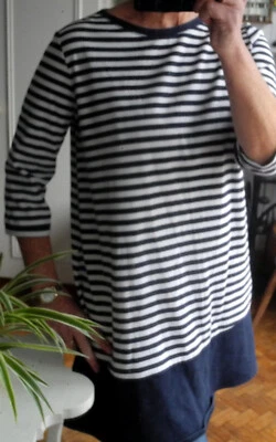 Robe en sweat TOMMY HILFIGER S 36/38 bleu marine et rayures blanches - Photo 1/4