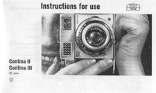 Zeiss Ikon Contina II / Contina III Instruction Manual Reprint