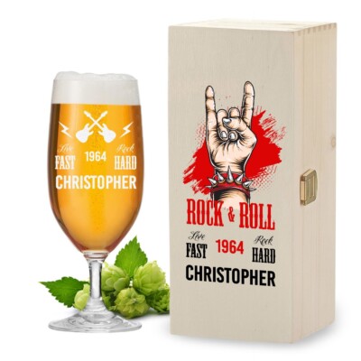 Leonardo Bier Pilstulpe 0,3 L und Holzkiste für Männer - Ideal als Geschenk