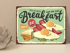 1x Breakfast Rustic Retro Metal Plaque Sign Gift House Novelty (mt85)