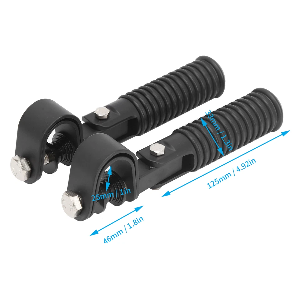 Par negro de estriberas de motocicleta abrazadera reposapiés montaje para barra de choque del motor de 1 pulgada Foto 4 de 4