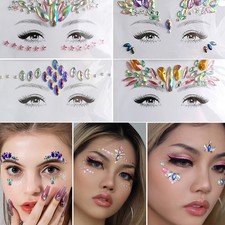 Face Jewelry Tattoo Shiny Rhinestones 3D Diamond Halloween Makeup DIY Beauty  