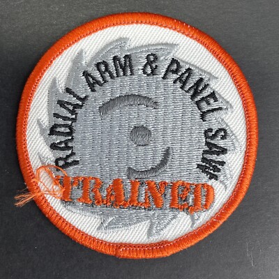 Vintage 1980s Radial Arm & Panel Saw Worker Trucker Hat Embroidered Patch Badge