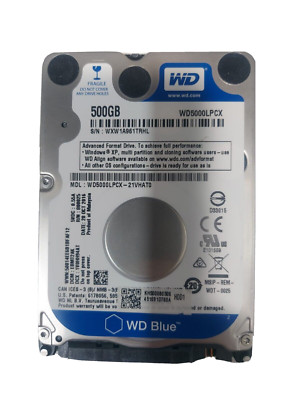 WESTERN DIGITAL HDD 2.5'' SATA 500GB Hard Disk WD5000LPCX NOTEBOOK LAPTOP