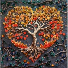 Bead Embroidery Kit Tree of Happiness Bead stitching needlepoint DIY Abris Art