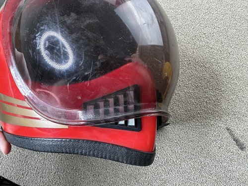 70s Grant Motorcycle Helmet Bubble Visor Red Gold Wings S/M Motocross USA VTG - Picture 3 of 14