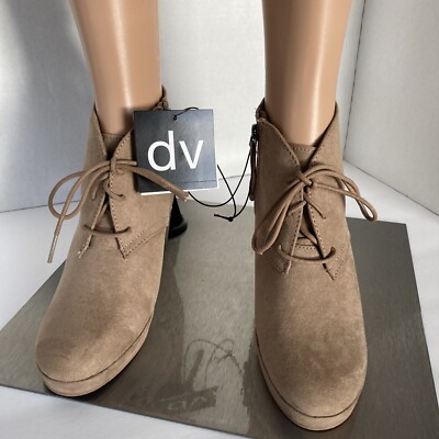 DV by Dolce Vita Terri Wedge Ankle Boots Taupe Side Zip Womens Size 8W  NWT