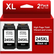 2 Pack Black PG-245XL Ink Cartridges For Canon PIXMA iP2820 MG2420 MG2520 MG2920