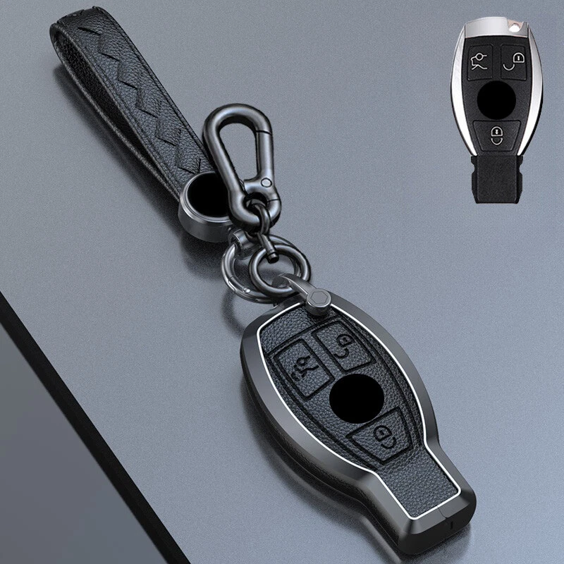 Zinc Alloy Leather Car Key Fob Case Cover For Benz GLC CLA SLK GLK CLS AMG GLA Foto 4 de 4