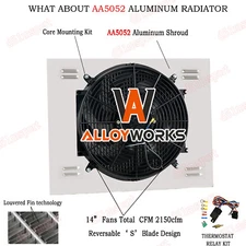 Aluminum Radiator Shroud+Fan Relay Kits For 1955-1957 Chevy Bel Air Nomad L6 V8