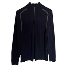 Smartwool 1/4 Zip Merino Wool Sweater Pullover Long Sleeve Mens Large Navy