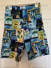OP Board Shorts Boy's XXL 2XG 18 Shark Sighting Swim Trunks Cargo Pocket Youth