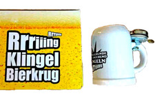 Klingel-Bierkrug Bierklingel Scherz Steingut weiß Humpen 0,37 l, ca.12,5 cm