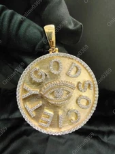 Men's Eye of Horus Centered Customized Name God Society Round Disk Pendant