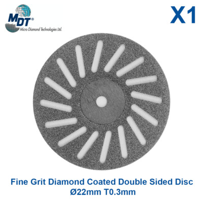 Disco De Diamante Dental MDT, Doble Cara, Malla Abierta, Grano Fino, 22mm Diámetro, Para Laboratorio Dental