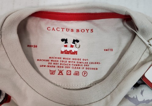 Cactus Boys Size 5/6 Christmas Shirt Tan Santa Short Sleeve T-Shirt New! - Picture 3 of 5