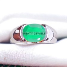 Emerald Oval Cut Gemstone With 925 Sterling Silver Ring For Men's A292