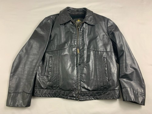 Vintage Cooper Black Leather Lined Motorcycle Jacket Coat Mens 44 Made in USA
