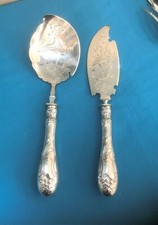 Couverts de service à glace ART NOUVEAU argent massif & métal argenté Pelle 