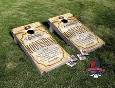 Moonshine Light Wood Cornhole Board Vinyl Wrap Skins Laminated Sticker Set Decal