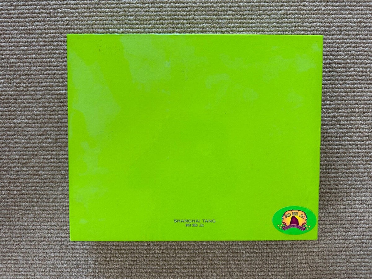 SHANGHAI TANG VINTAGE HANDBAG; LIGHT GREEN LEATHER WITH JADE BEADS