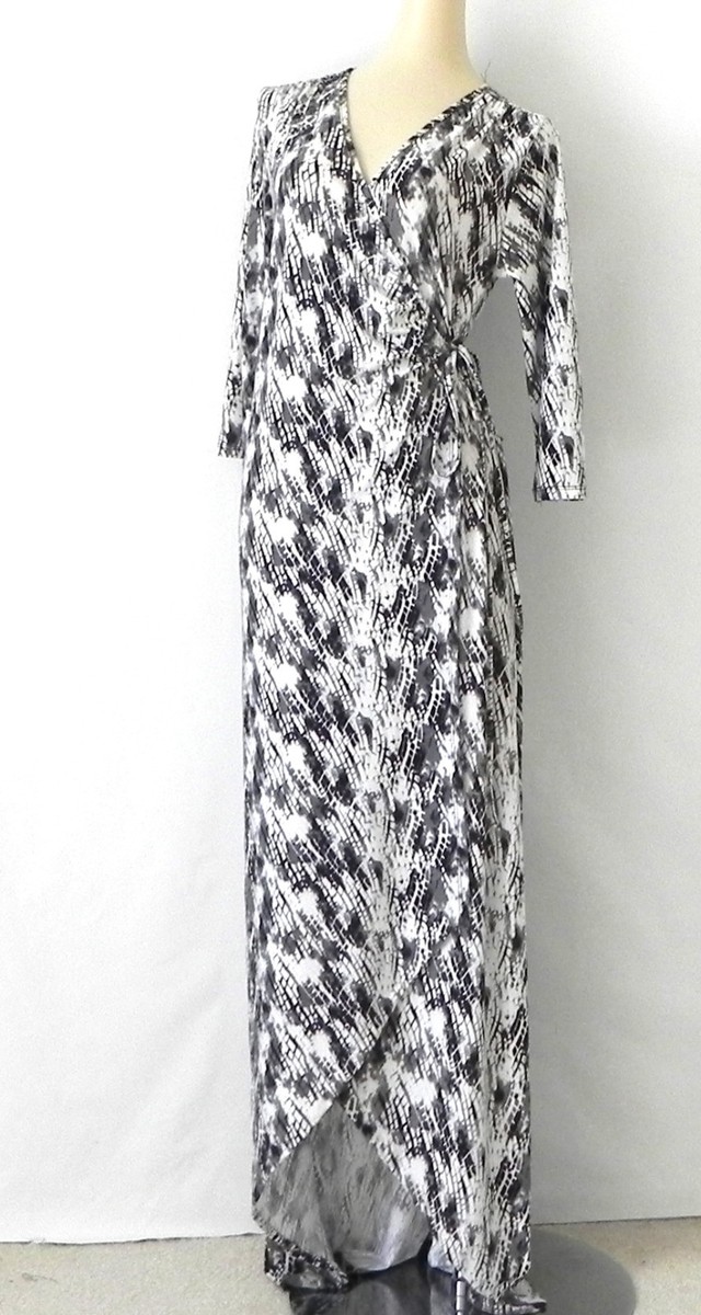 Angl Wrap Maxi Dress Asymmetrical Hem Jersey 3/4 Sleeve Size M | eBay Angl Wrap Maxi Dress Asymmetrical Hem Jersey 3/4 Sleeve Size M | eBay