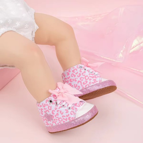 Bowknot Baby Sneaker weiche Sohle Canvas Schuhe Denim, Leopard & Regenbogen Designs - Bild 4 von 24