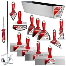 LEVEL5 Drywall Tools 14 Piece Finishing Tool Set  - Stainless Steel | 5-609