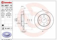 2X Brembo 08.A607.11 Bremsscheibe Hinten FüR Mitsubishi Smart