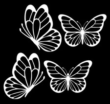 Butterflys decals. Waterproof. Pack Of 4 pieces. WHITE-BLACK- PINK- HOLOGRAPHIC
