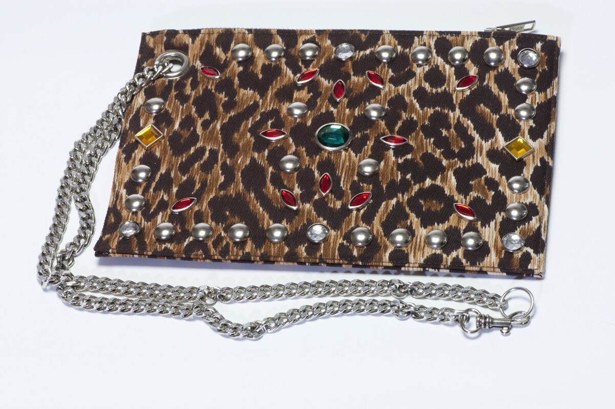 Dolce & Gabbana D&G Brown Leopard Satin Studded Crystal Dolce & Gabbana D&G Brown Leopard Satin Studded Crystal