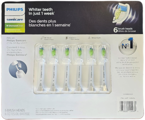 Philips Sonicare W Diamond Clean HX6066 Replacement Brush Heads 6 Full Size - Picture 1 of 3