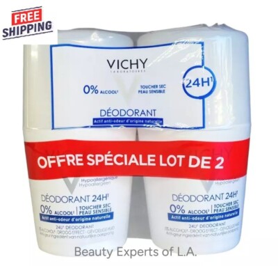2 PACK Vichy Roll-on  24HR Deodorant Dry Touch 50ml SEALED