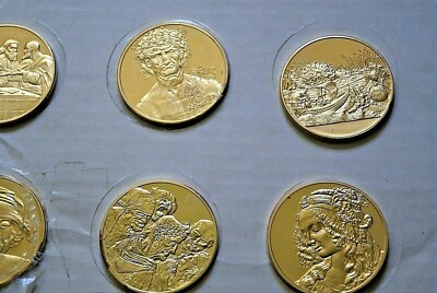 Franklin Mint Leonardo Da Vinci 24k Gold Plated Medals Set of 15