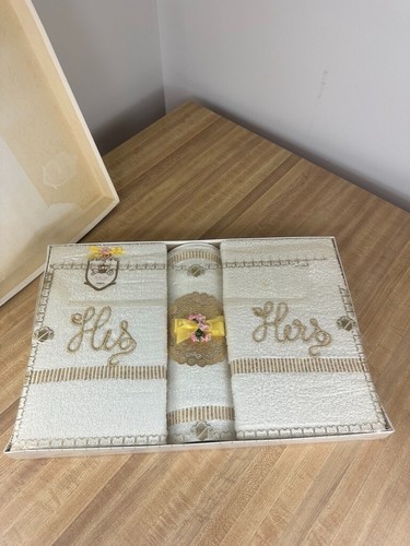 Vintage Starco His & Hers Gift Towels New In Box - Picture 3 of 13