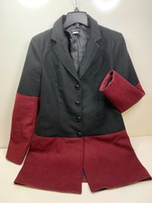 Coat Venus Mid-length Women's Sz M Wool Blend 2-color Blk/wine