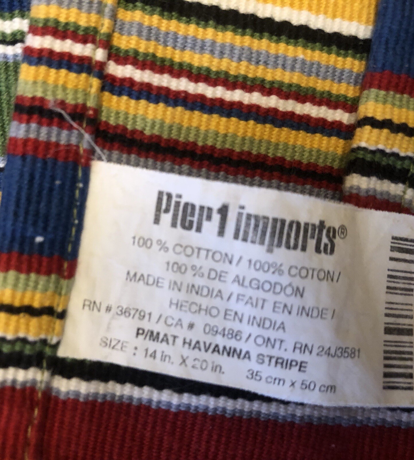 6 Pier 1 One Stripe Placemats Multicolor Colorful Havana Stripe Fiesta 14x20 “ eBay