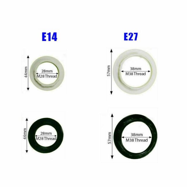 2 x Black / White Plastic Lampshade Collar Ring Thread Lamp Light Shade E27/ E14 2 x Black / White Plastic Lampshade Collar Ring Thread Lamp Light Shade E27/ E14