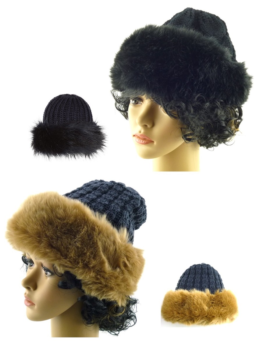 Joytrends Women’s Winter Knitted Faux Fur Hat – Cossack Russian Style, Thick Warm Beanie - View #11