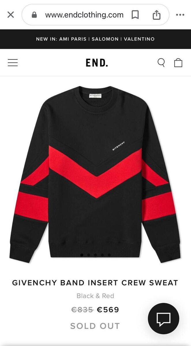 Givenchy Band Insert Crew Sweat size S Men's Black/Red | eBay Givenchy Band Insert Crew Sweat size S Men's Black/Red | eBay